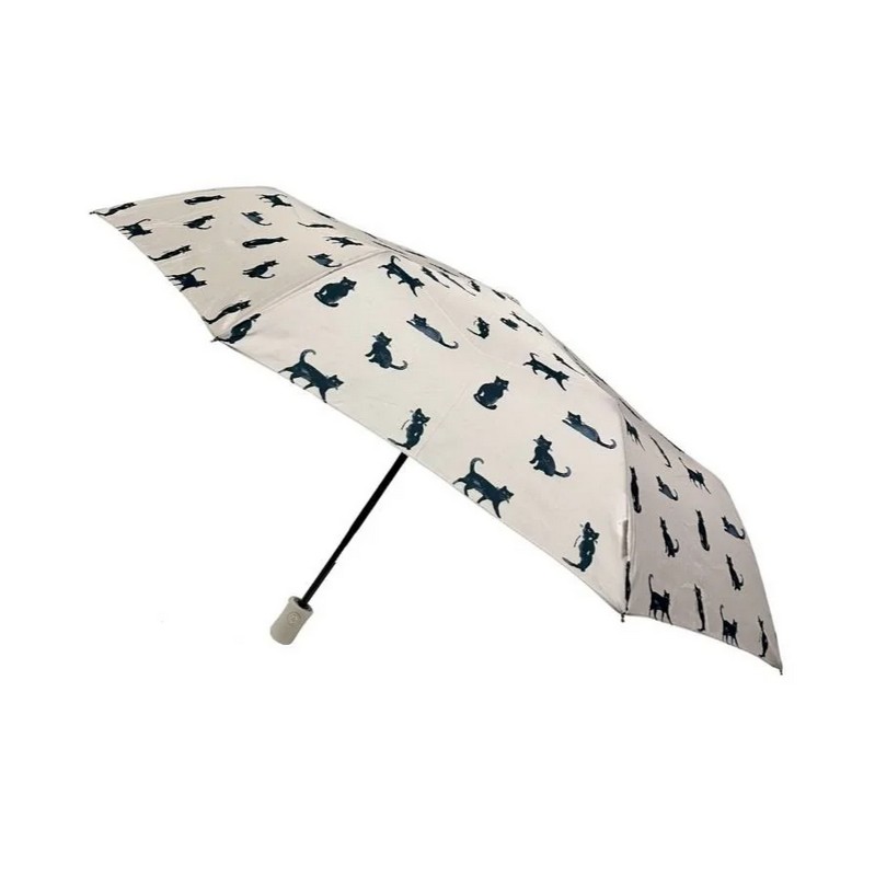 Ombrello pieghevole automatico decorato con gatti, include astuccio, con 8 raggi, antivento