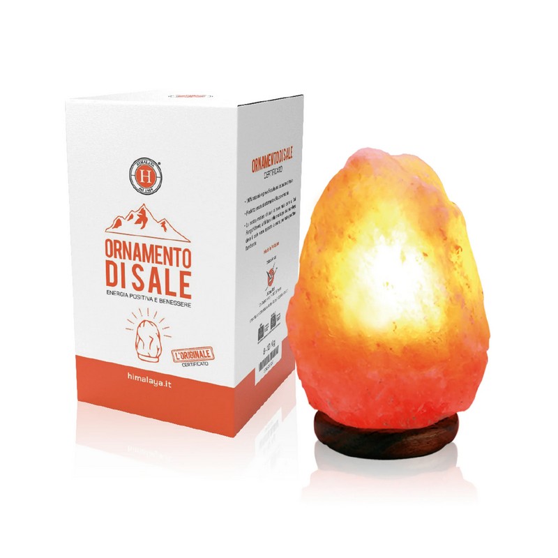 Lampada da tavolo di sale dell'Himalaya da 1/2 kg con base in legno, lampadina e filo inclusi