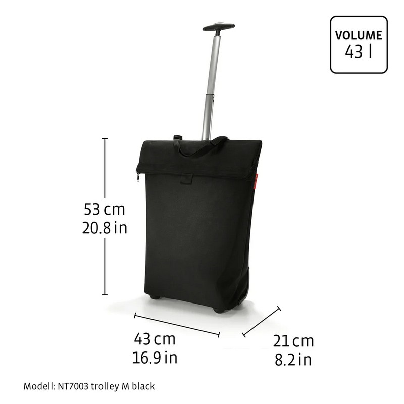 Carrello per la spesa nero a pois lucidi neri da 43 litri di capacità, con manico telescopico