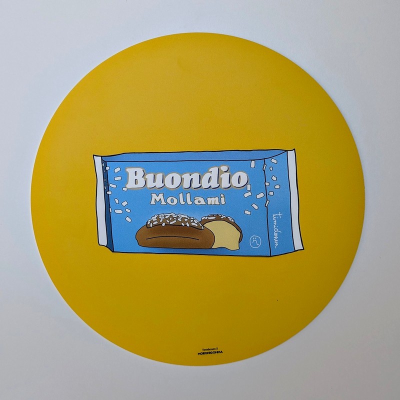 Tovaglietta americana tonda gialla decorata con scritta 
