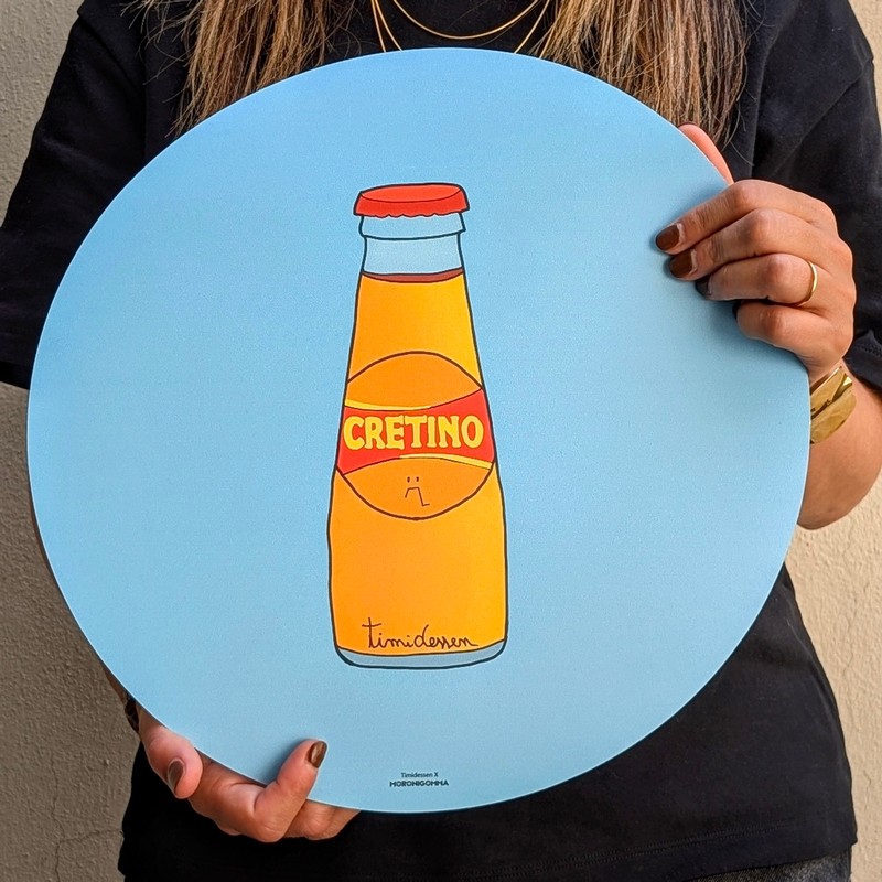 Tovaglietta americana tonda azzurra decorata con scritta 