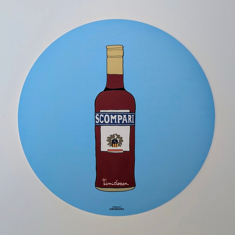 Tovaglietta americana tonda azzurra decorata con scritta 