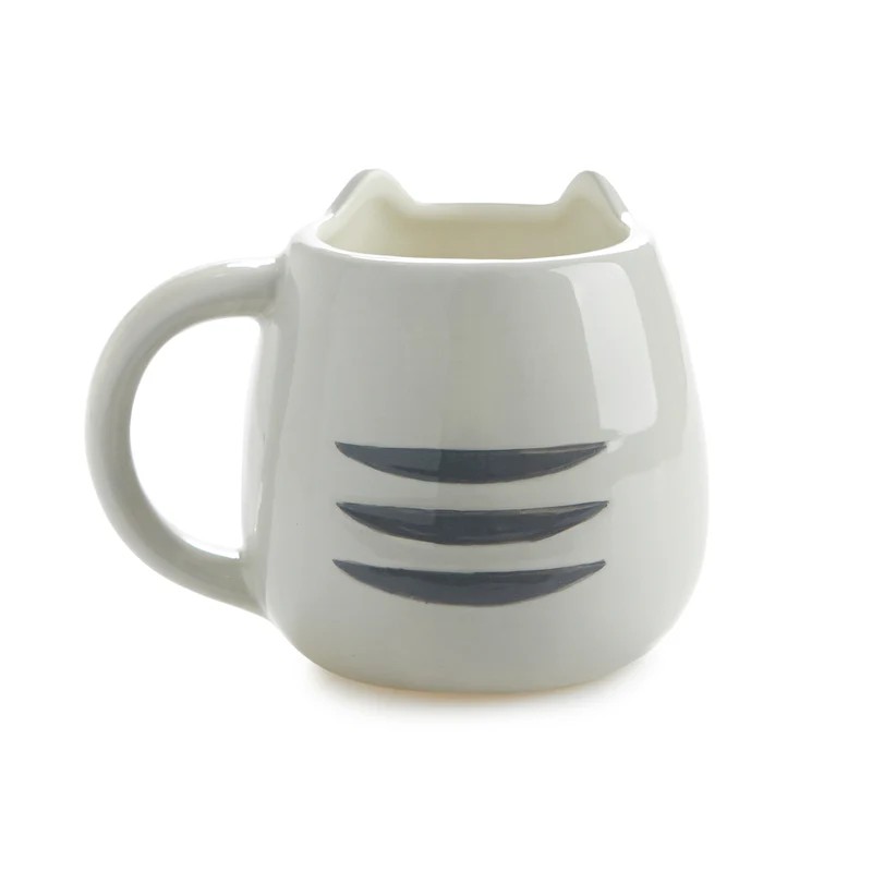 Tazza mug in ceramica a forma di muso di gatto grigio
