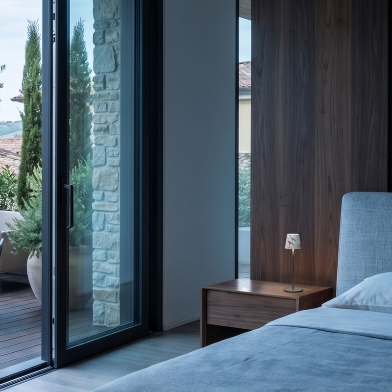 Lampada da tavolo ricaricabile dimmerabile per utilizzo interno ed esterno con luce calda e fredda, decorata con gru