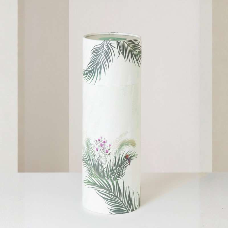 Lampada da tavolo ricaricabile dimmerabile per utilizzo interno ed esterno con luce calda, neutra e fredda, decorata con palme