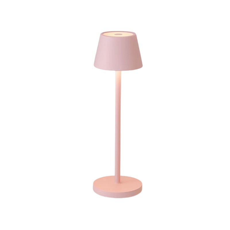 Lampada da tavolo rosa pastello ricaricabile dimmerabile per utilizzo interno ed esterno con luce calda, neutra e fredda