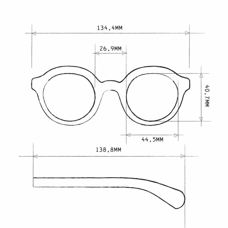 Occhiale da lettura con montatura panthos tondo di colore havana, lenti da lettura +3.00 diottrie con filtro luce blu, include astuccio e panno in microfibra