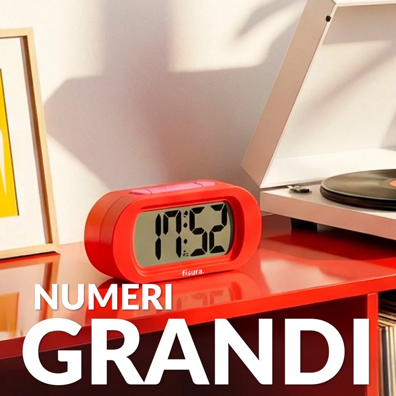 Orologio sveglia digitale rosso e rosa con funzionamento a pile, facilissima da utilizzare