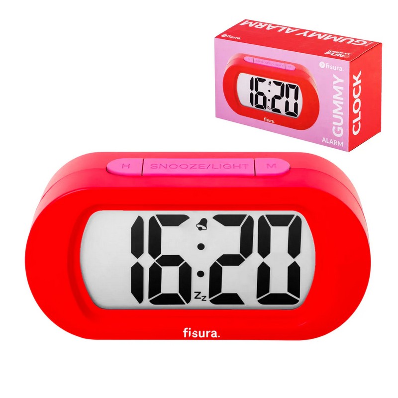 Orologio sveglia digitale rosso e rosa con funzionamento a pile, facilissima da utilizzare