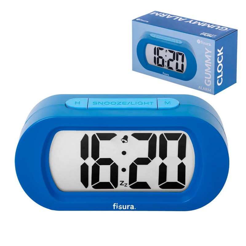 Orologio sveglia digitale blu e azzurro con funzionamento a pile, facilissima da utilizzare e con luce notturna