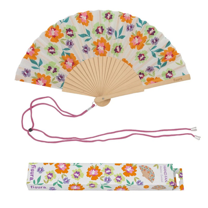 Ventaglio con fiori da giardino in bambù, perfetto come regalo estivo