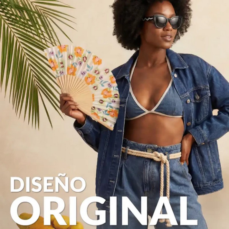 Ventaglio con fiori da giardino in bambù, perfetto come regalo estivo