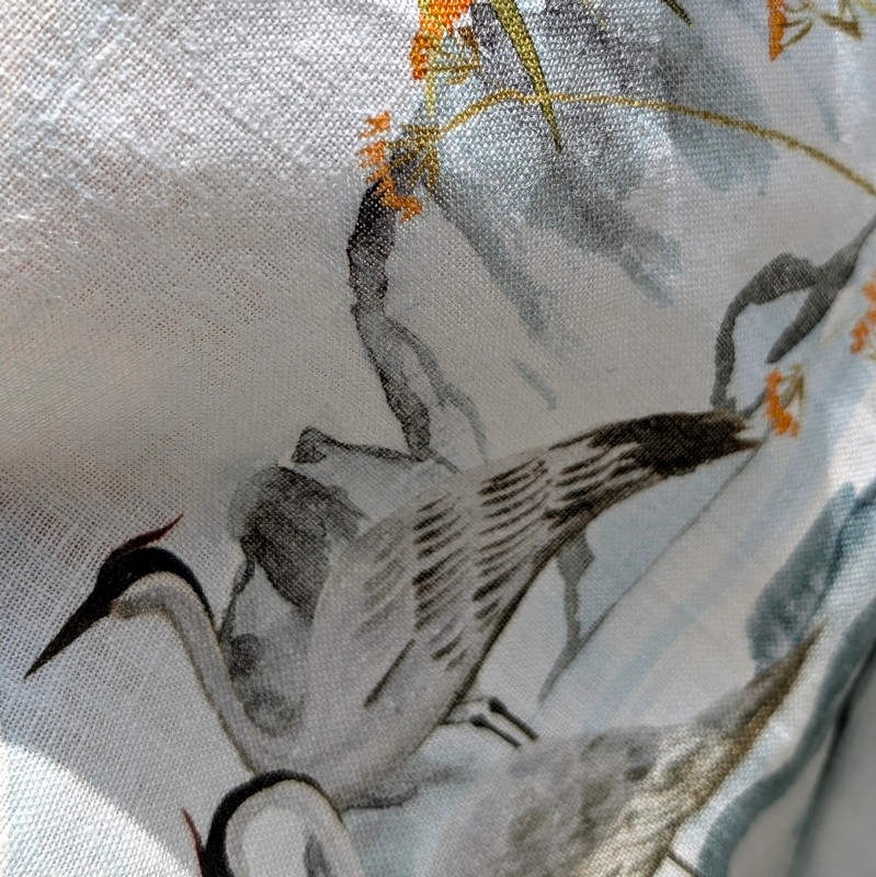 Strofinaccio 100% lino decorato con paesaggio giapponese, dimensioni 50 x 75 cm, made in Italy
