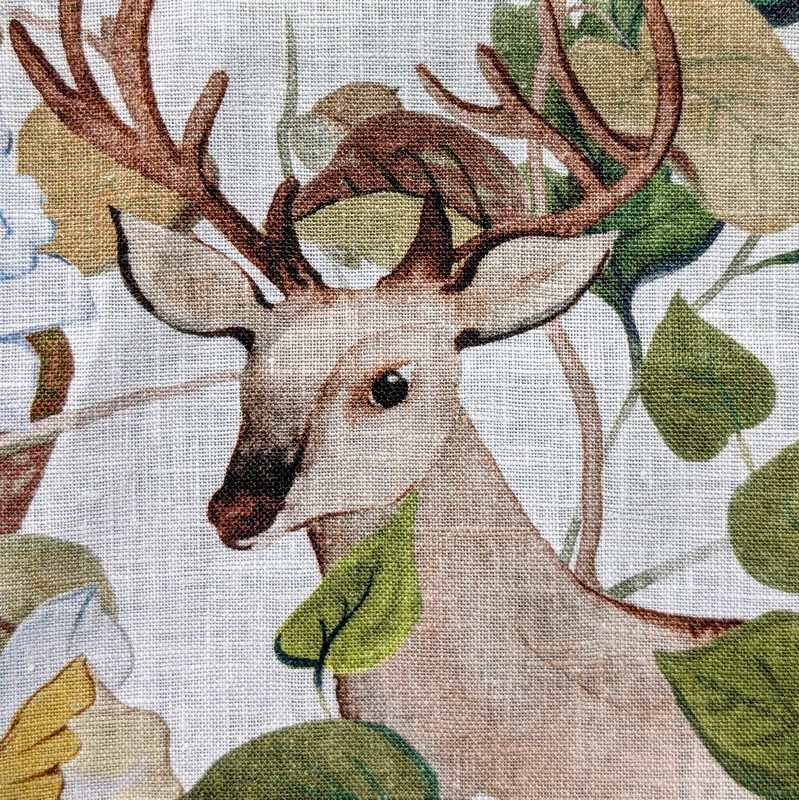 Strofinaccio 100% lino decorato con animali del bosco, dimensioni 75 x 50 cm, made in Italy