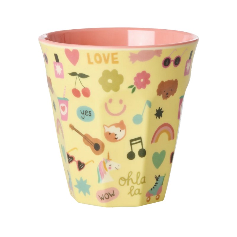 Bicchiere acqua in melamina decorato con disegni vari Unicorn Love