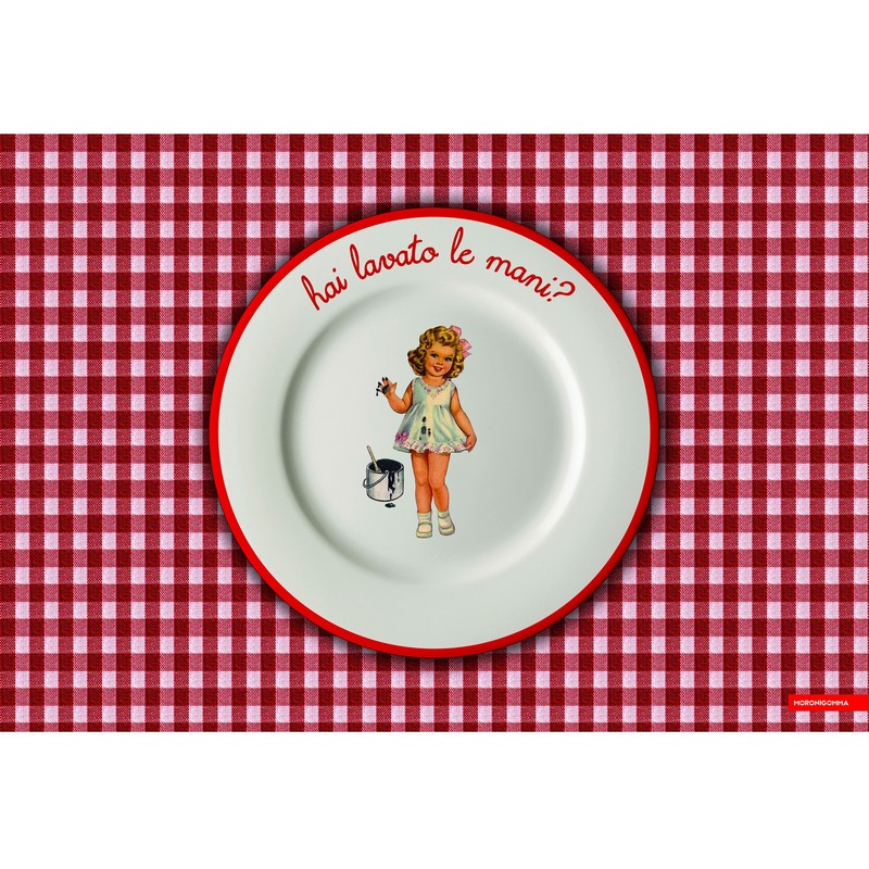 Tovaglietta americana in plastica flessibile decorata con bambina e scritta “Hai lavato le mani?”