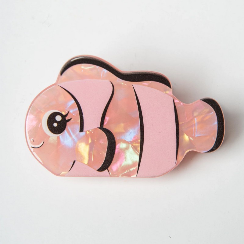 Fermacapelli a forma di pesce pagliaccio effetto liscio/madreperla, perfetto come idea regalo per donna