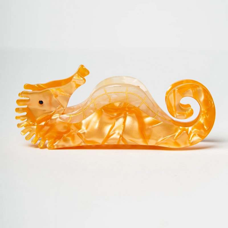 Fermacapelli a forma di cavalluccio marino effetto liscio/madreperla, perfetto come idea regalo per donna