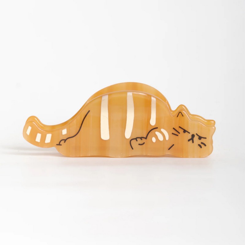 Fermacapelli a forma di gatto arancione effetto liscio, perfetto come idea regalo per donna