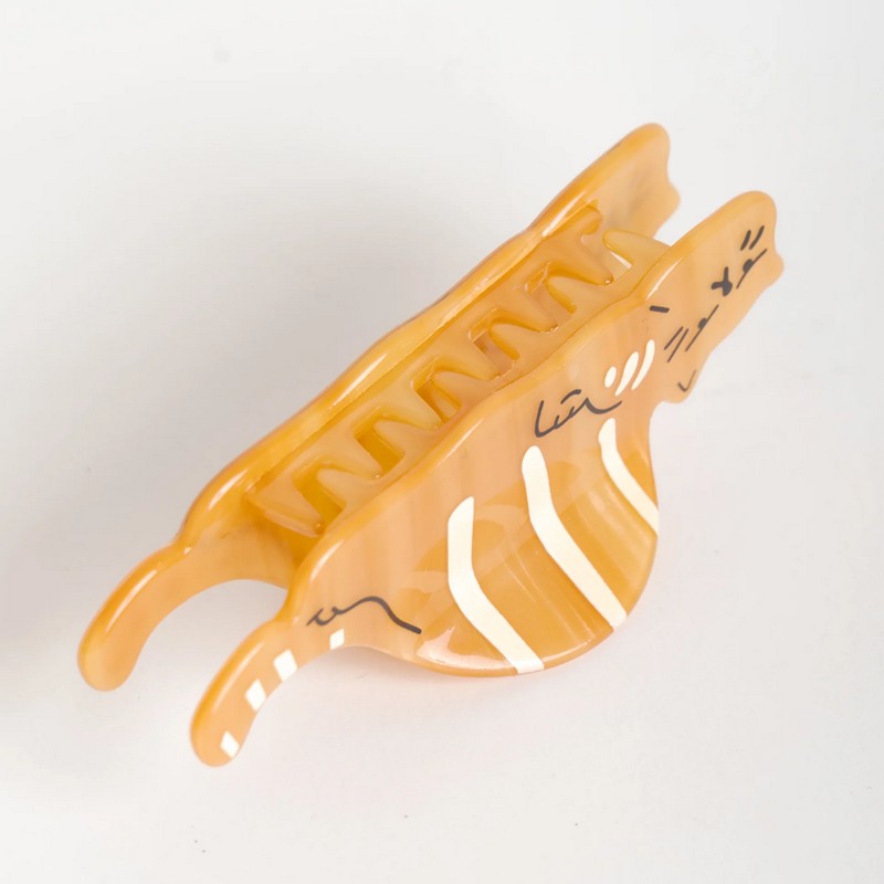 Fermacapelli a forma di gatto arancione effetto liscio, perfetto come idea regalo per donna