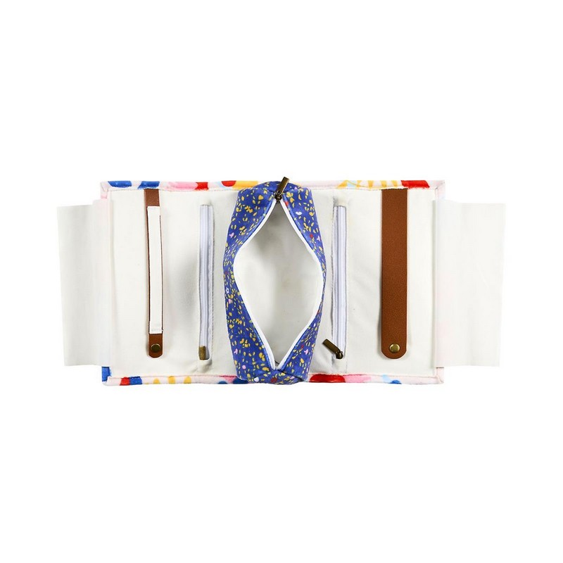 Astuccio portagioie da viaggio in tessuto con cintura per la chiusura, decorato con motivo floreale