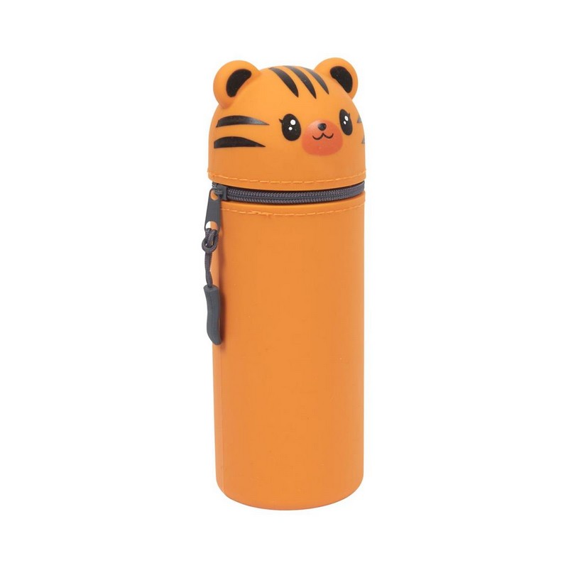 Astuccio a forma di animale assortito (koala, gatto, axolotl, panda, capybara, tigre) in silicone, utilizzabile anche come portamatite