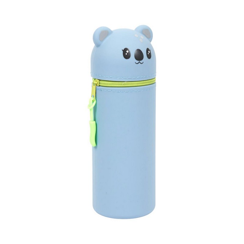 Astuccio a forma di animale assortito (koala, gatto, axolotl, panda, capybara, tigre) in silicone, utilizzabile anche come portamatite