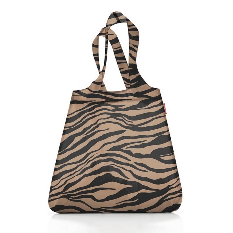 Borsa per la spesa pieghevole con decoro zebrato, con una capienza considerevole per una borsa così compatta. Inoltre, protegge l'ambiente poiché ciascuno sostituisce circa 1.000 sacchetti di plastica.