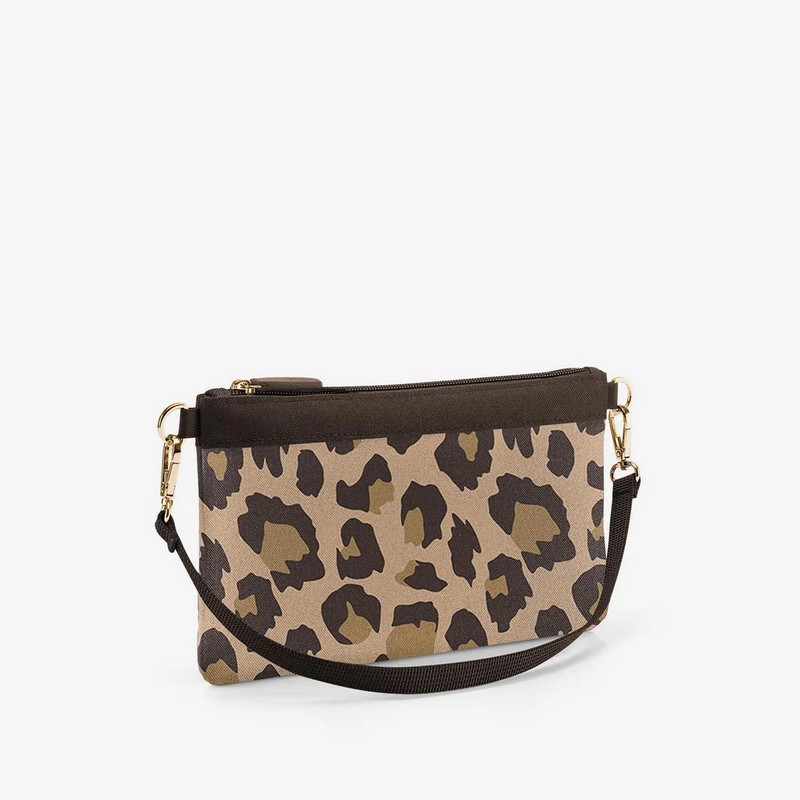 Mini borsa leopardata da 1 litro di capacità, perfetta per avere documenti, portafoglio e cellulare a portata in modo agile e leggero