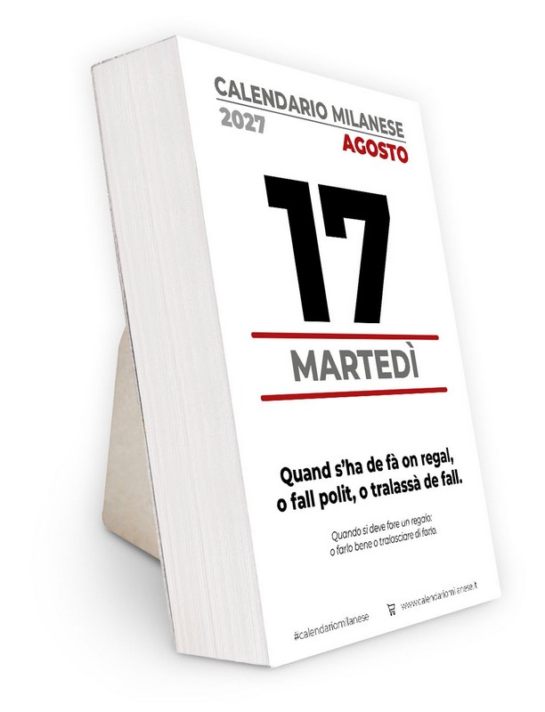 Calendario giornaliero in dialetto milanese “El Bauscia” 2027, pieno di quotidiane perle di saggezza popolare