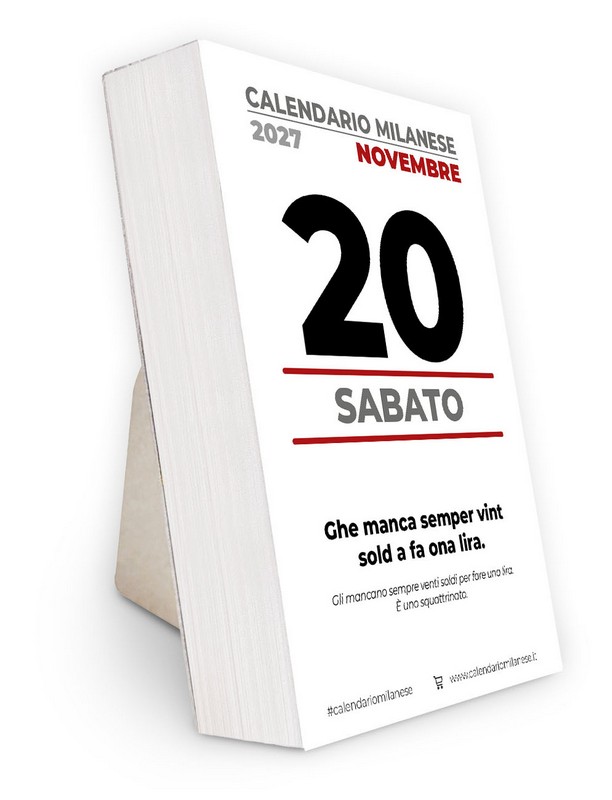 Calendario giornaliero in dialetto milanese “El Bauscia” 2027, pieno di quotidiane perle di saggezza popolare