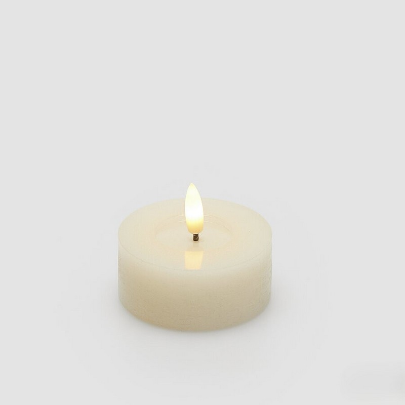 Set 2 candele led color avorio glitter con luce tremolante come una vera candela, funzionamento con 2 batterie mini stilo AAA