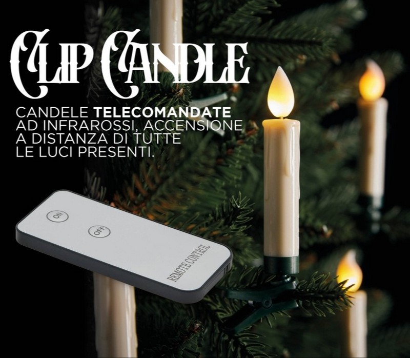 Set 10 candele luce led con clip per essere appese, ad esempio, all'albero di Natale - incluso telecomando per il controllo a distanza
