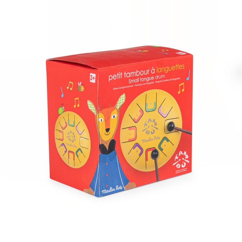 Tamburo a lingue in metallo (steel tongue drums) piccolo di colore giallo, bacchette incluse - una fantastica idea regalo per bambini!