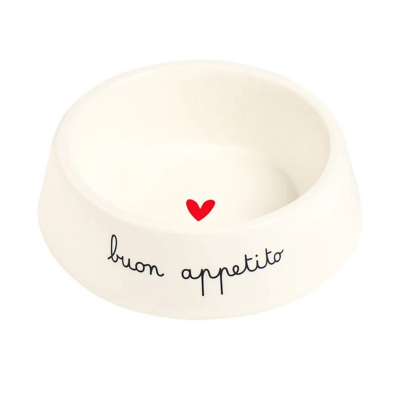Ciotola per cane XL in ceramica bianca decorata con scritta 