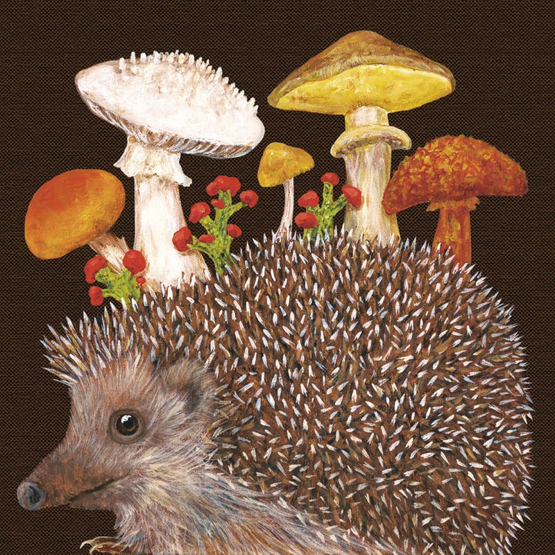 Set 20 tovaglioli di carta decorati con riccio con funghi