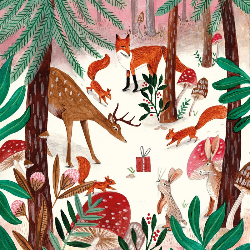 Set 20 tovaglioli di carta decorati con animali del bosco