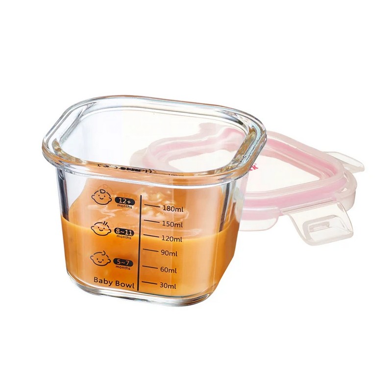 Barattolo ermetico in vetro da cucina con scala graduata fino ai 180 ml, utilizzabile anche per dosare il cibo ai neonati