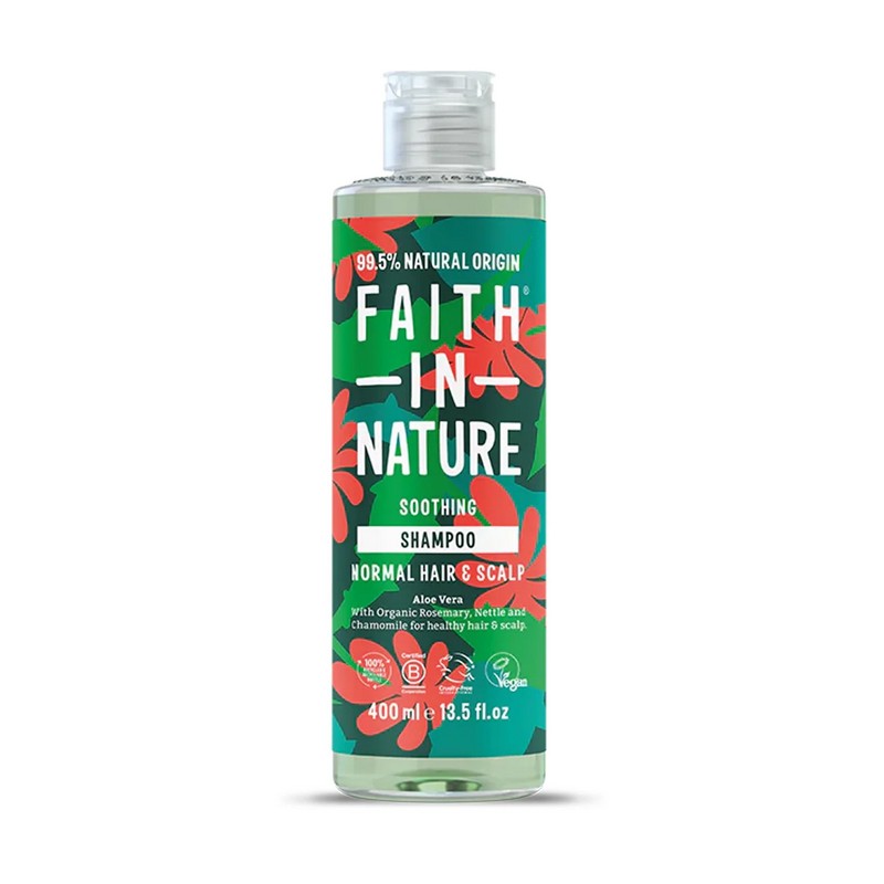 Shampoo naturale al 99.5% con aloe vera indicato per capelli e cuoio capelluto normali, confezione da 400ml