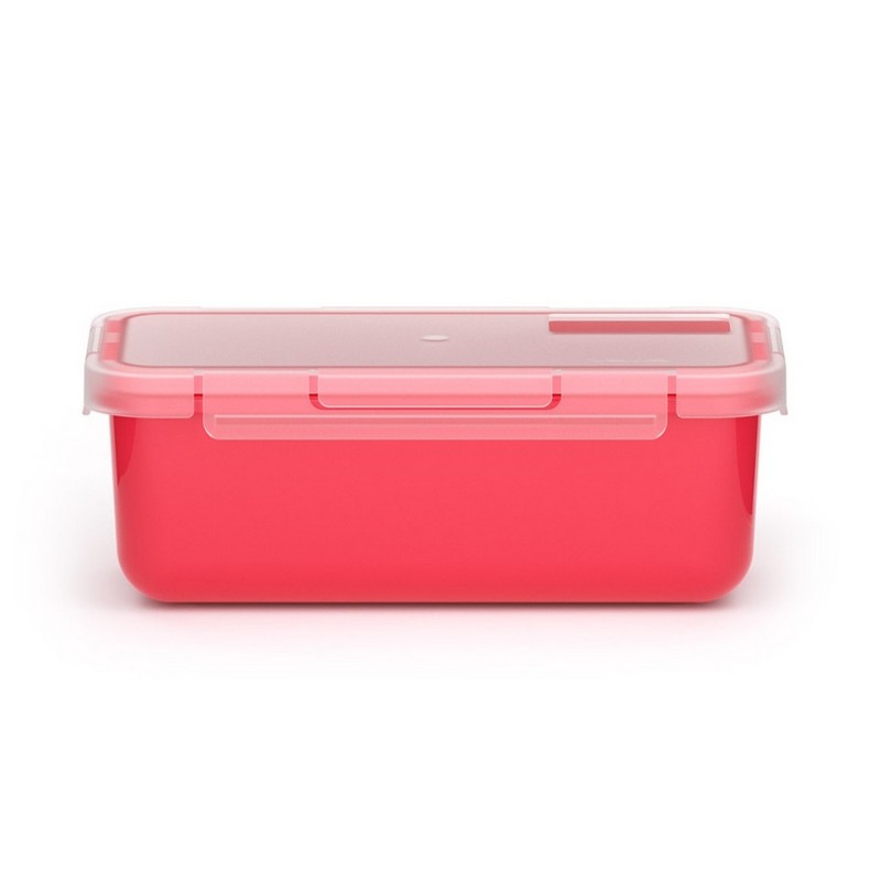 Contenitore ermetico per alimenti utilizzabile in microonde, lavastoviglie e congelatore, da -20ºC a 200ºC, realizzato in materiale termoplastico PBT color lampone