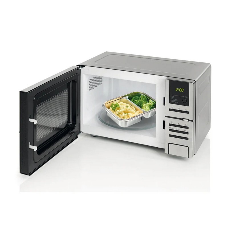 Contenitore ermetico per alimenti in acciaio utilizzabile in microonde, forno, congelatore (senza il coperchio) e lavastoviglie, il corpo resiste da -20ºC a 300ºC, capacità 600 ml