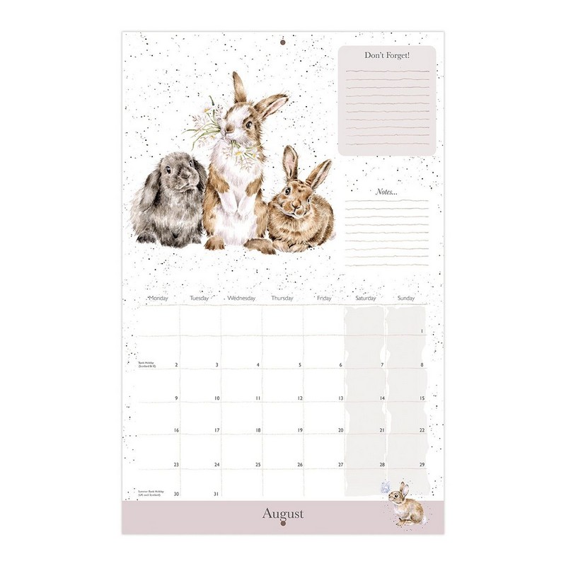 Calendario famiglia 2027 decorato con 12 disegni diversi di animali di campagna