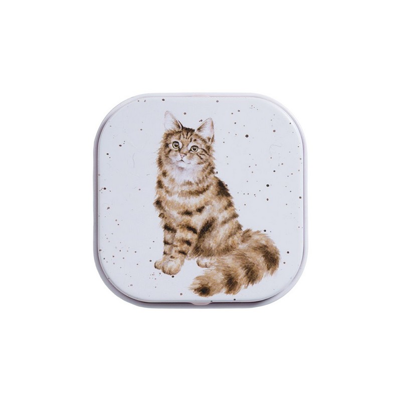 Balsamo per labbra al profumo di miele e vaniglia contenuto in scatola di latta decorata con gatto