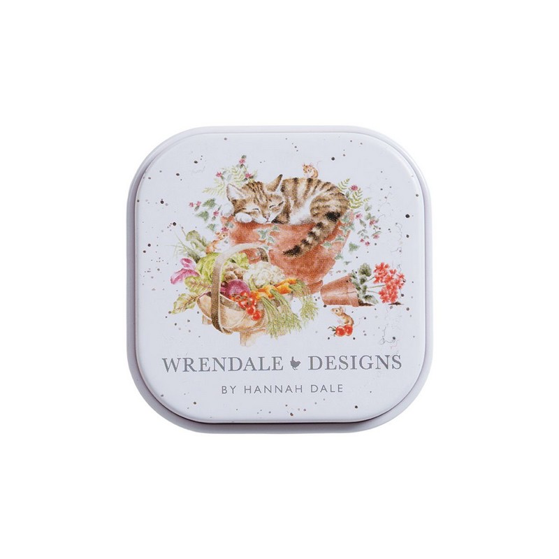 Balsamo per labbra al profumo di miele e vaniglia contenuto in scatola di latta decorata con gatto