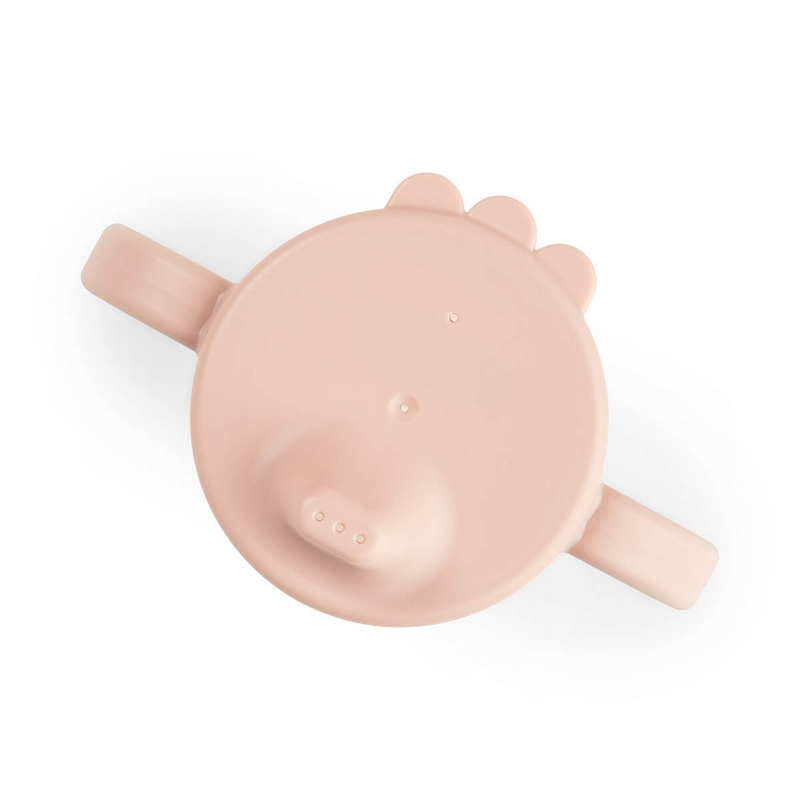Tazza per neonati con beccuccio e manici decorata con mucca e dettagli rosa