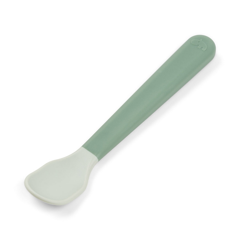 Set pappa da 3 pezzi con piatto con ventosa, tazza con beccuccio e cucchiaio, il tutto di colore verde decorato con coccodrillo e uccellino 
