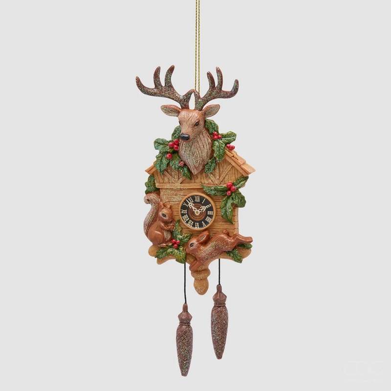 Orologio cucù alpino decorativo in poliresina da appendere, decorato con animali del bosco, perfetto come decoro autunnale e invernale