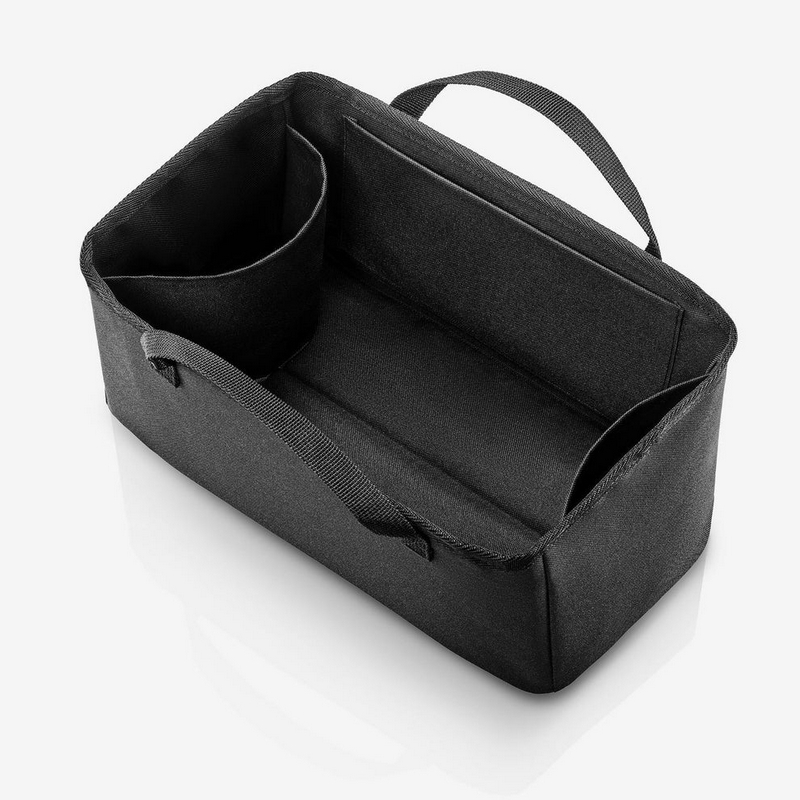 Portaoggetti nero idrorepellente con scomparti e 8 litri di capacità, perfetto per fare ordine in casa, indicato anche in bagno o come organizer per borsa