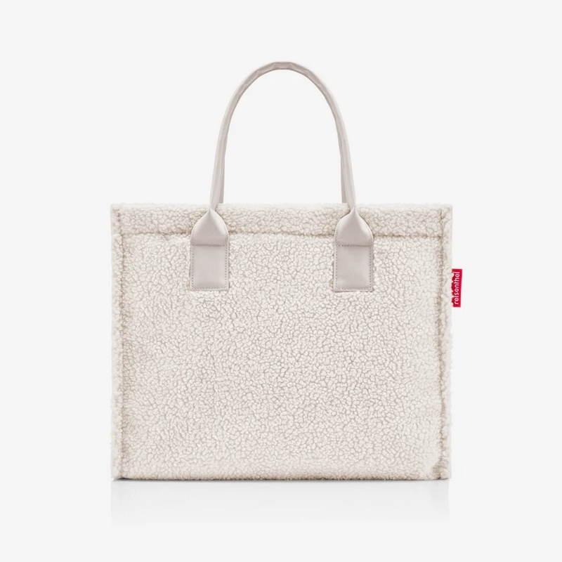 Borsa shopper in tessuto bianco bouclé adatta a spesa, shopping, lavoro e uscite cittadine