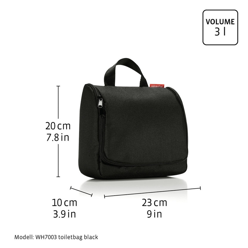 Beauty da viaggio blu scuro tessuto mélange con inserti da aprire, specchio e possibilità di essere appeso - il regalo ideale per viaggiatori!
